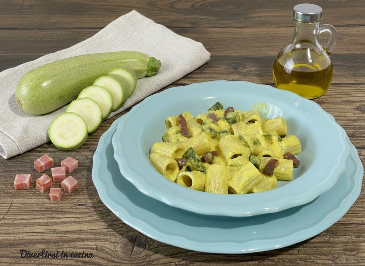 Pâtes crémeuses au safran et courgettes