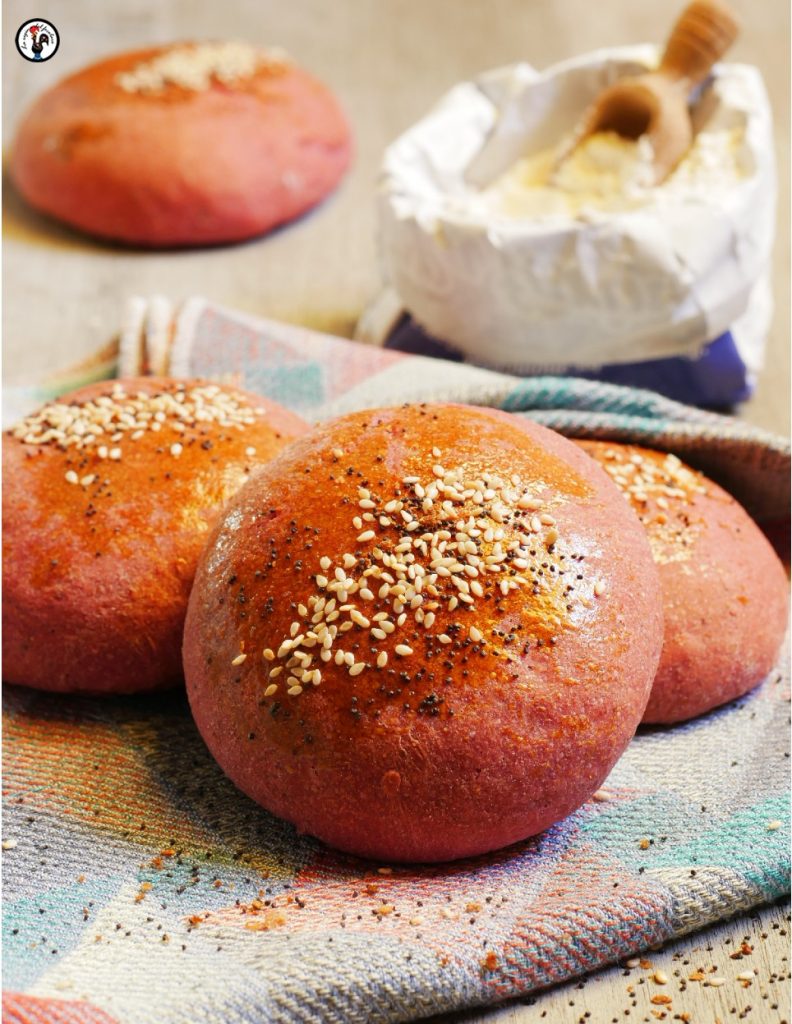 Petits pains moelleux à la betterave- Pink burger buns