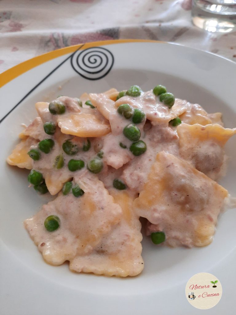 raviolis aux petits pois et thon à la crème