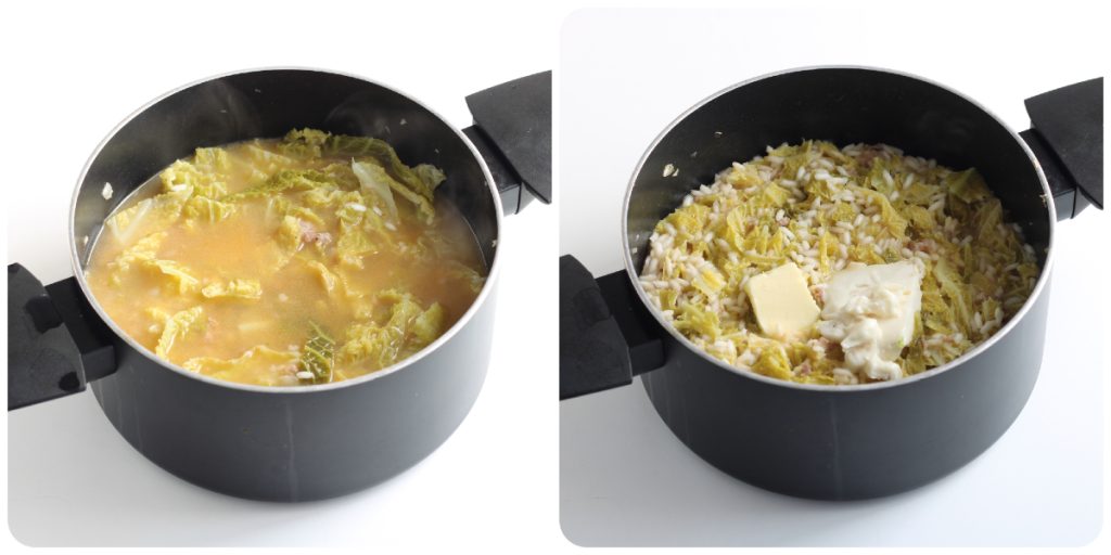 riz chou, saucisse et gorgonzola