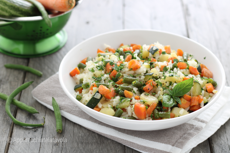 salade de riz avec légumes cuits