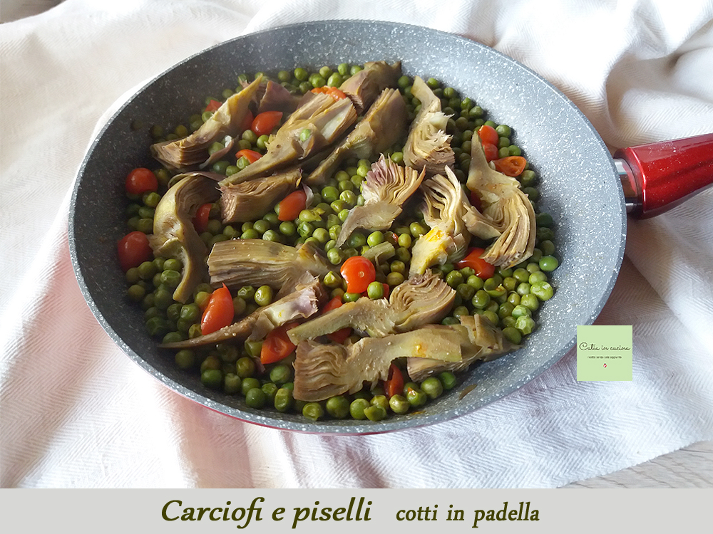 artichauts et petits pois à la poêle