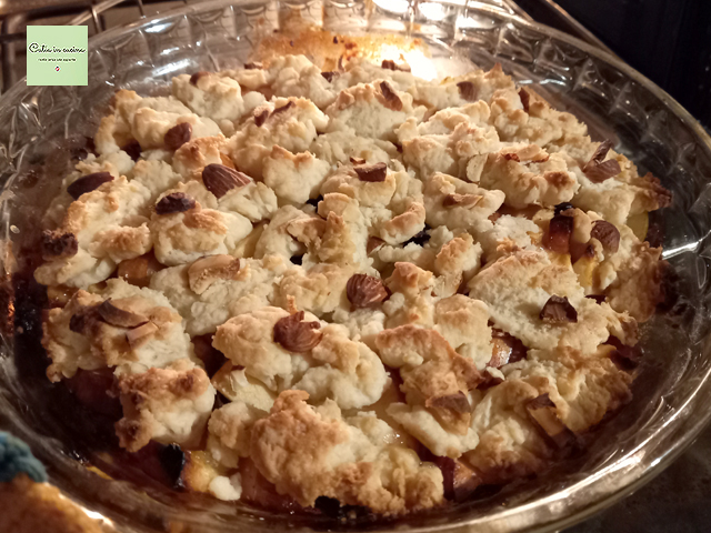 cobbler aux pommes raisins et dattes fraîchement sorti du four