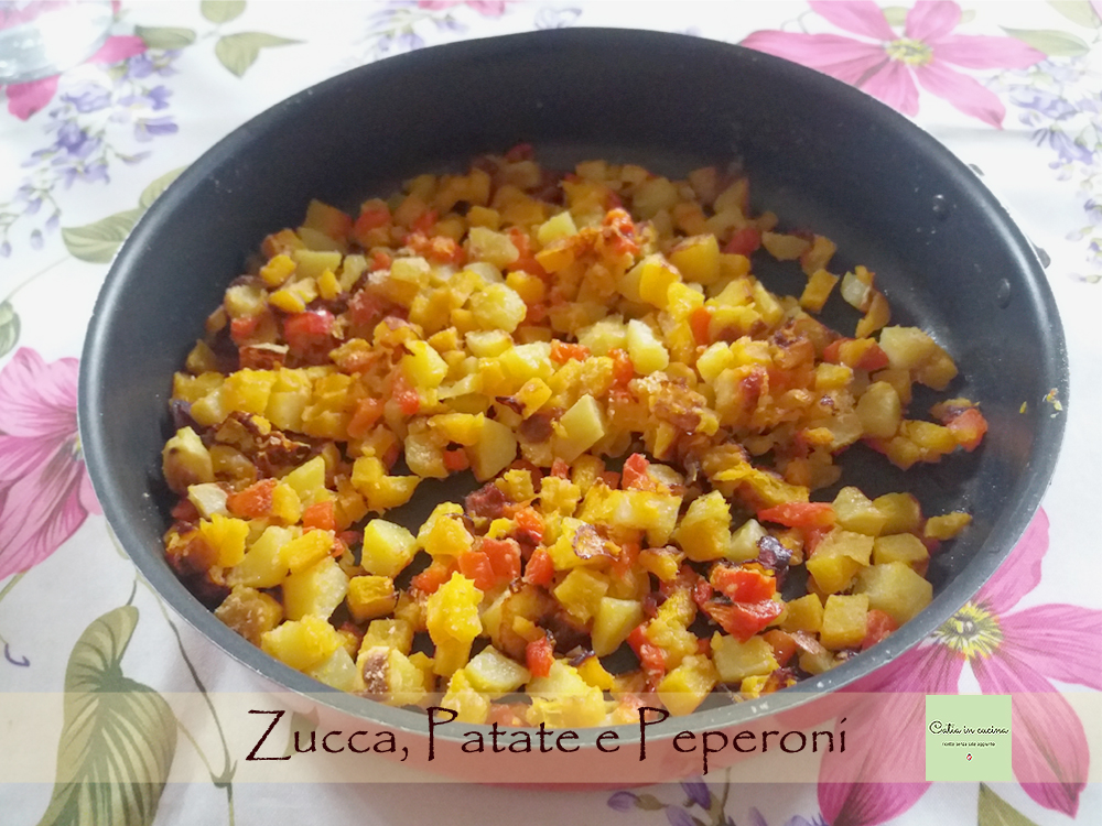 courge pommes de terre et poivrons plat