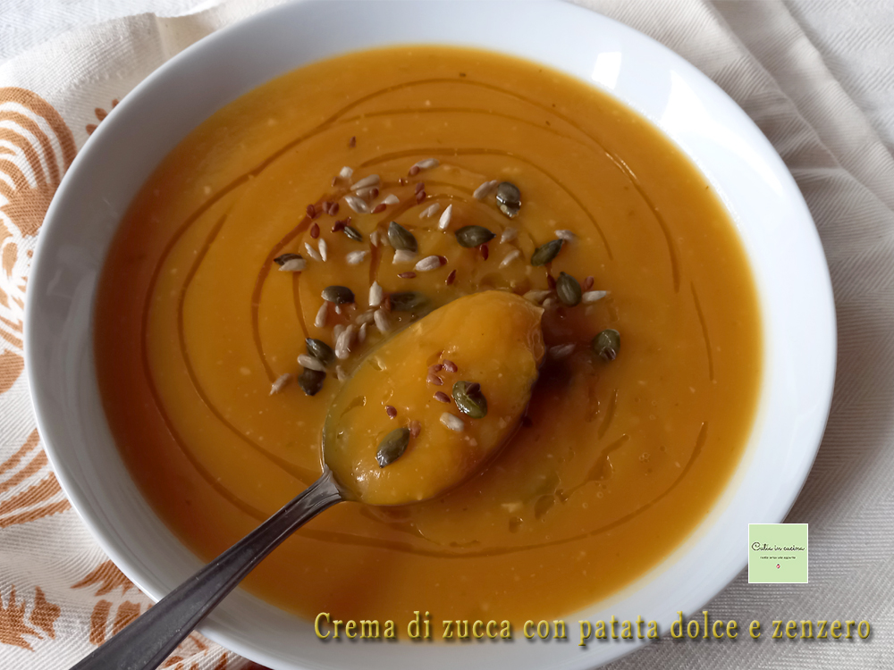 crème de potiron avec patate douce et gingembre