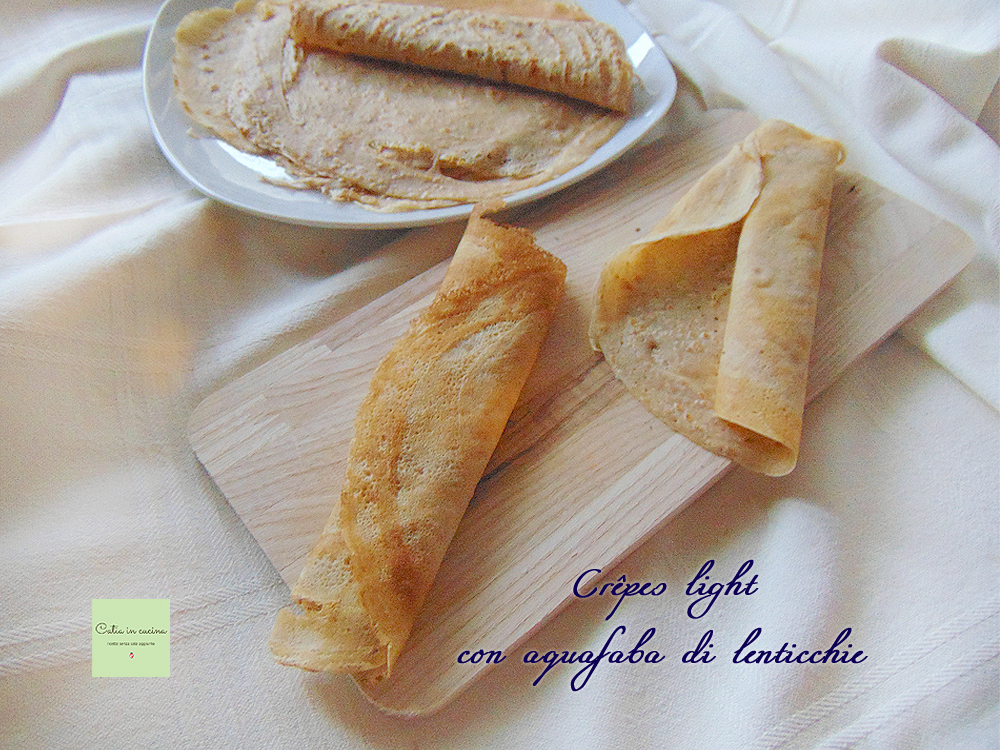 crêpes avec aquafaba de lentilles roulées