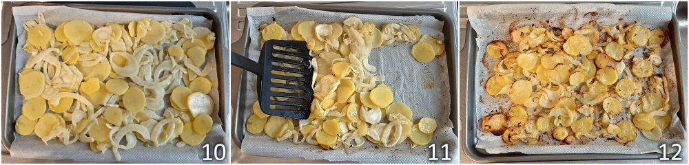 d. cuire pommes de terre et fenouils à la moutarde et miel au four en les retournant à mi-cuisson