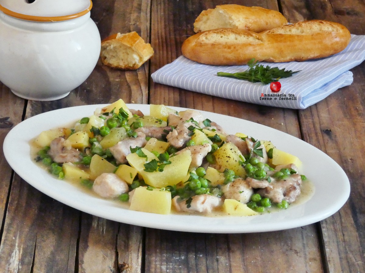 Dinde mijotée aux pommes de terre et petits pois