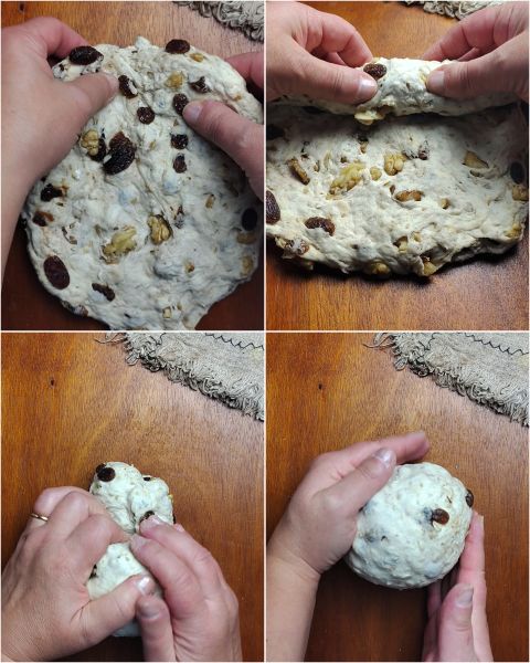 faites les pliages, formez une boule et laissez lever pour 30 minutes supplémentaires