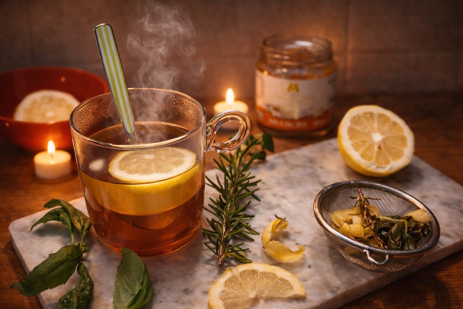 DÉCOCTION AU CITRON, BASILIC ET ROMARIN