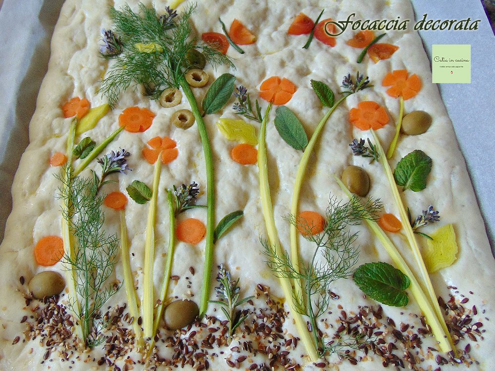 focaccia décorée - détail tiges