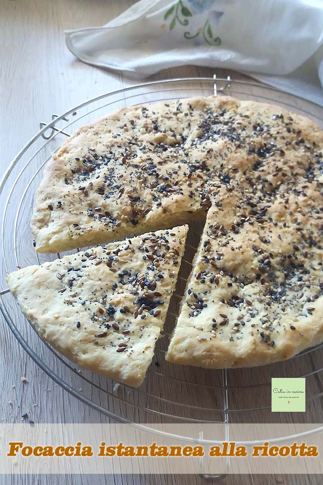 focaccia instantanée à la ricotta - graines