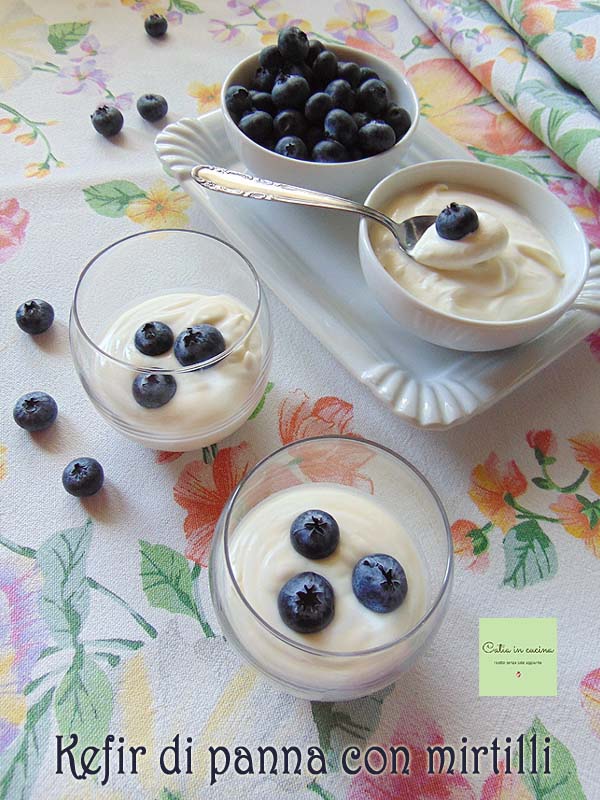 kéfir de crème avec les myrtilles