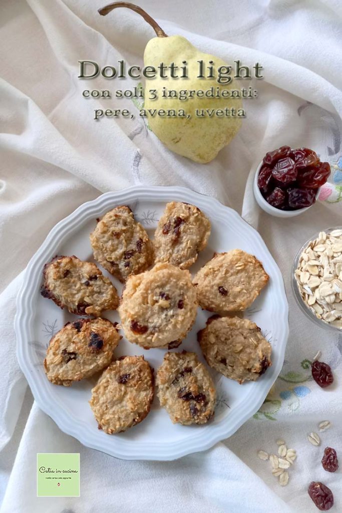 petits gâteaux légers de poire avoine et raisins secs