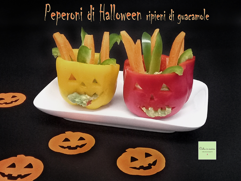 Poivrons d&rsquo;Halloween farcis de guacamole