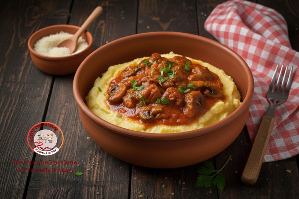 recette polenta avec ragù de saucisse et champignons rapide
