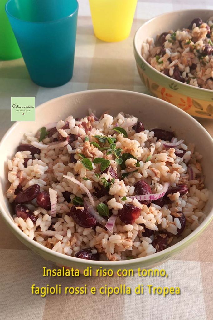 salade de riz au thon, haricots et oignon