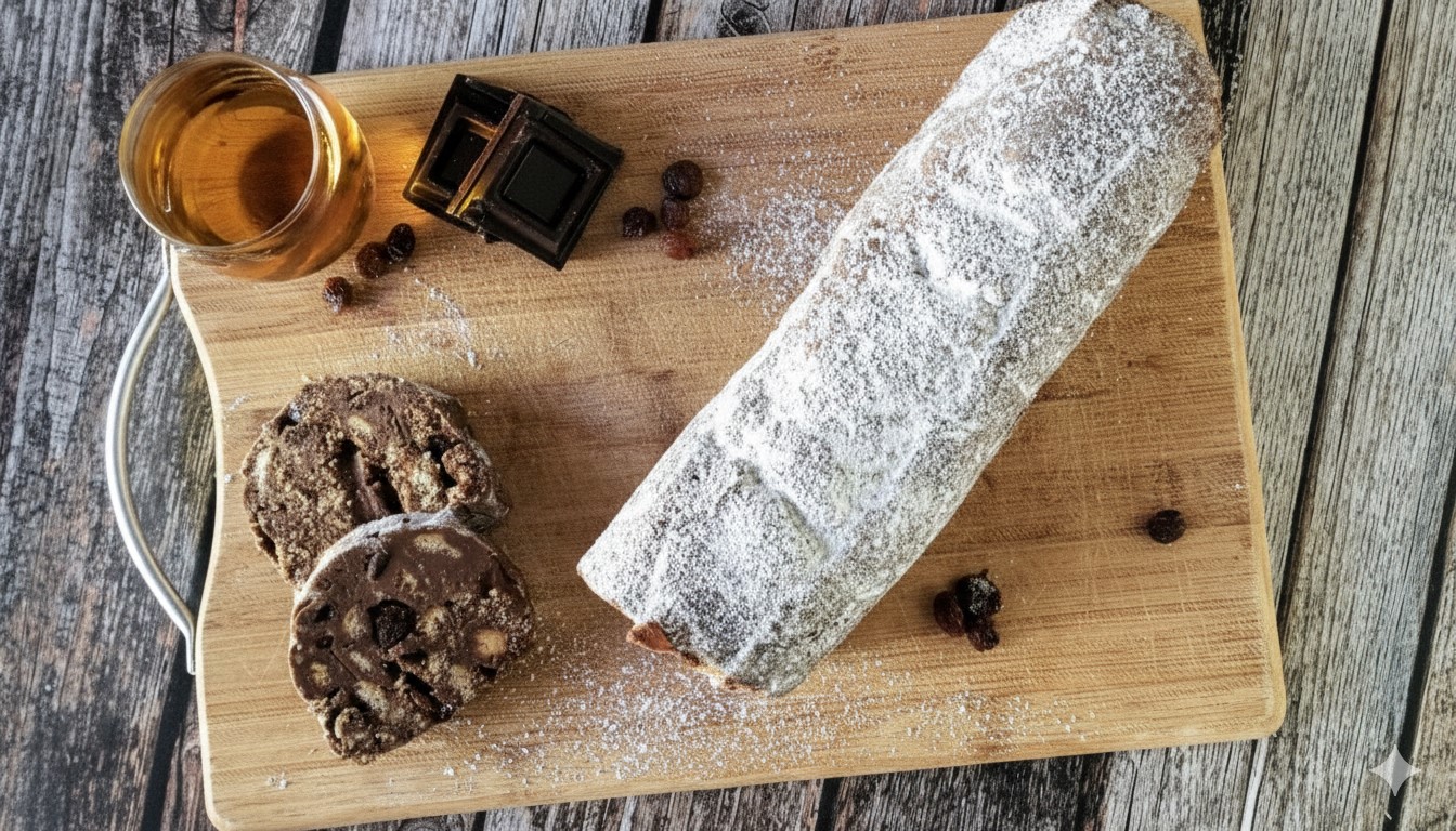 Saucisson au chocolat avec raisins secs et rhum : quand le chocolat devient émotion