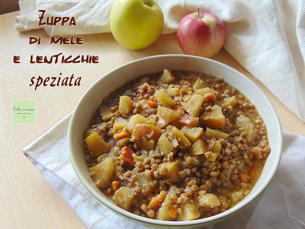 Soupe épicée aux pommes et lentilles