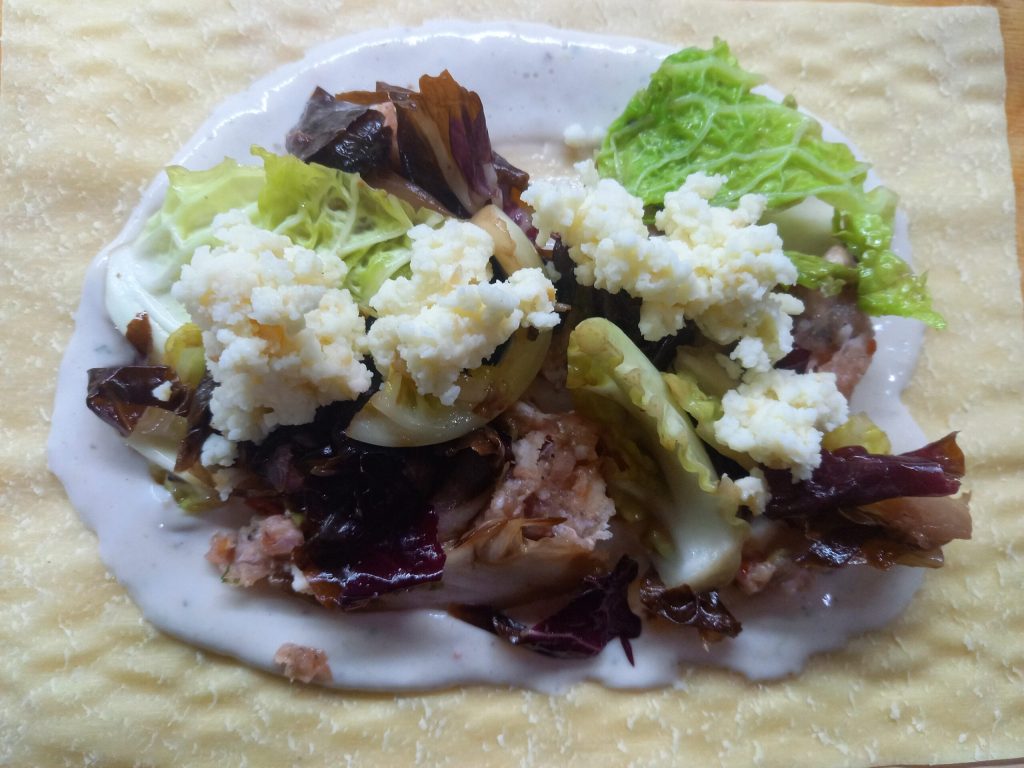 Rose di pasta con salsiccia e verdure