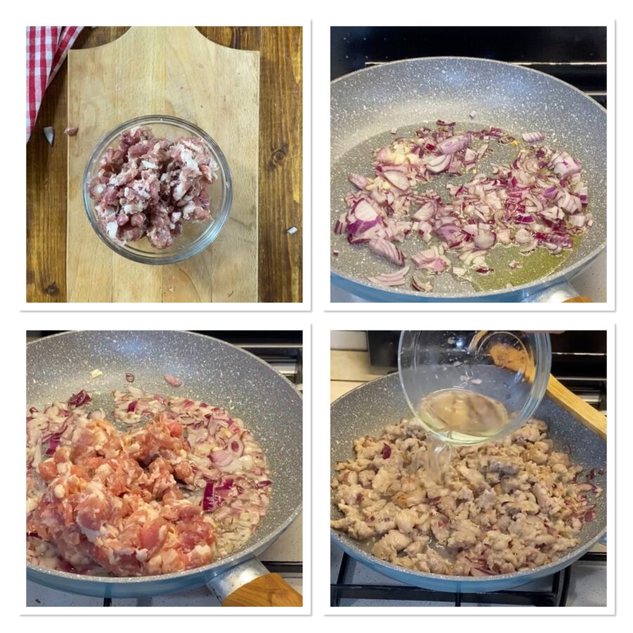 pâte feuilletée, pommes de terre et saucisse