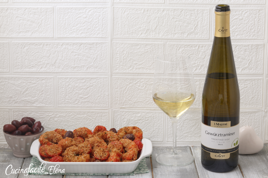 Crevettes avec olives et tomates cerises