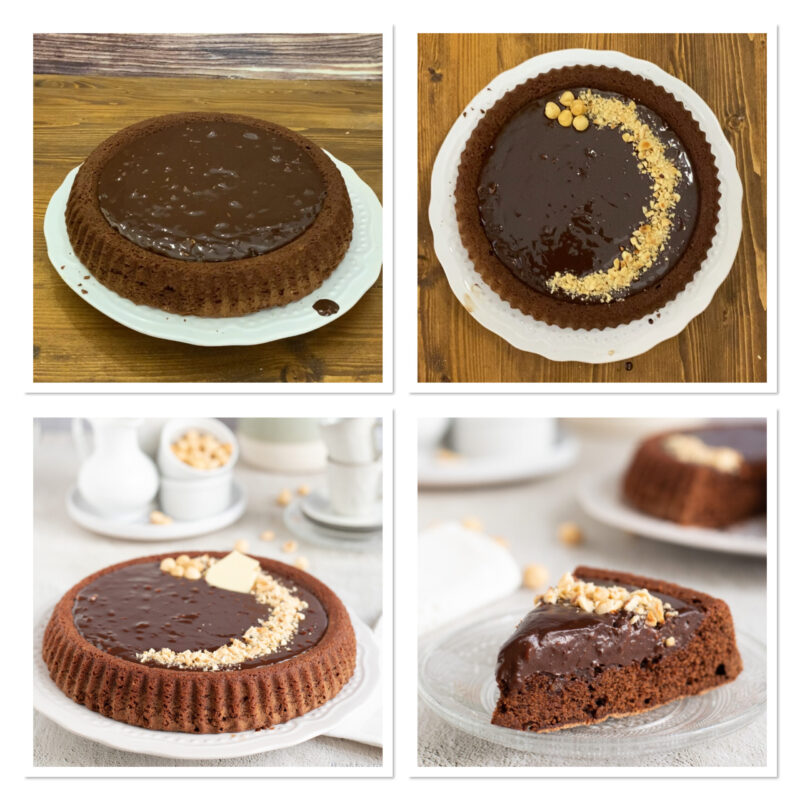 Unite il cioccolato alla panna (potete usare anche quella da cucina) e ottenuto un composto fluido e uniforma, aggiungete circa 50g di granella appena tritata.