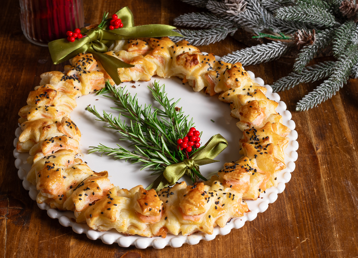 Couronne de Noël en pâte feuilletée