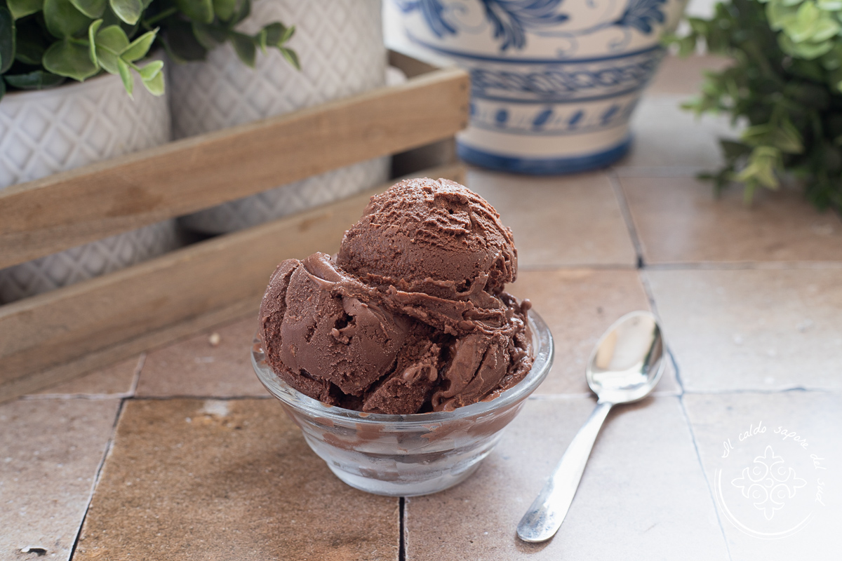 Glace au chocolat noir avec la sorbetière