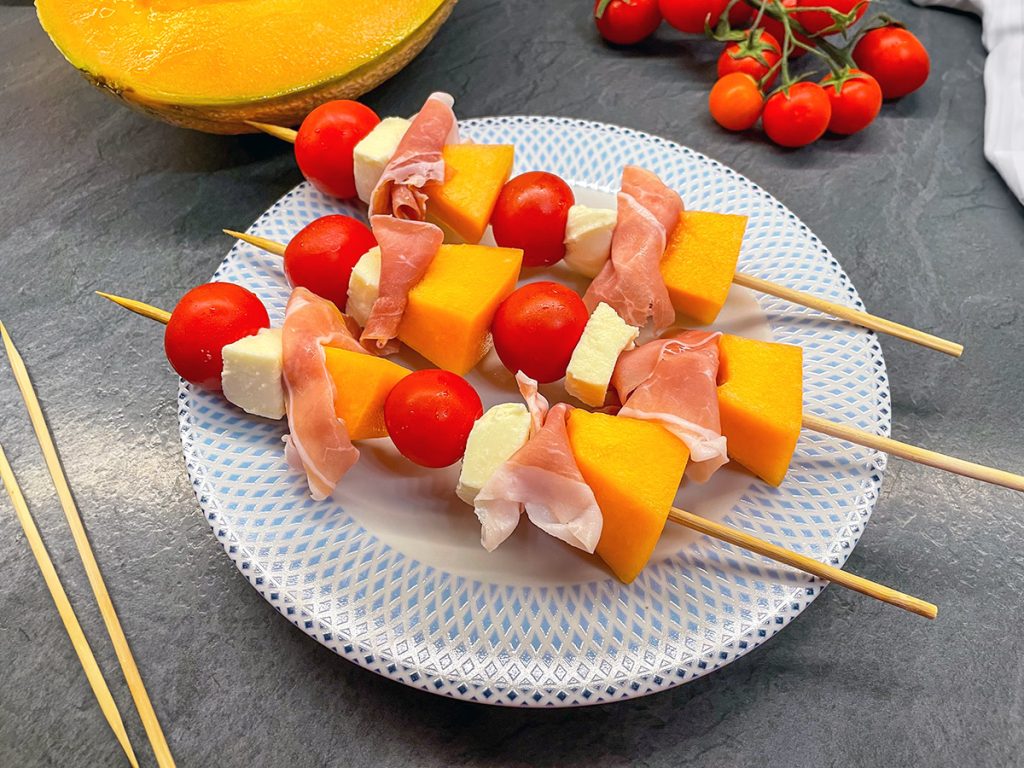 Brochettes de jambon et melon