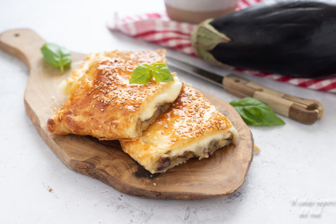 Pâte feuilletée aux aubergines et fromage