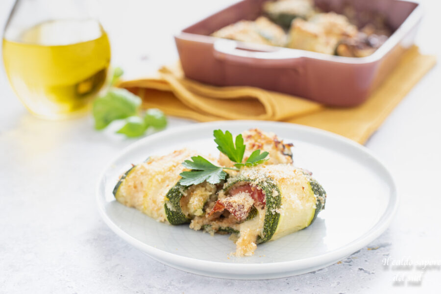 Roulés de courgettes à la provola et au speck