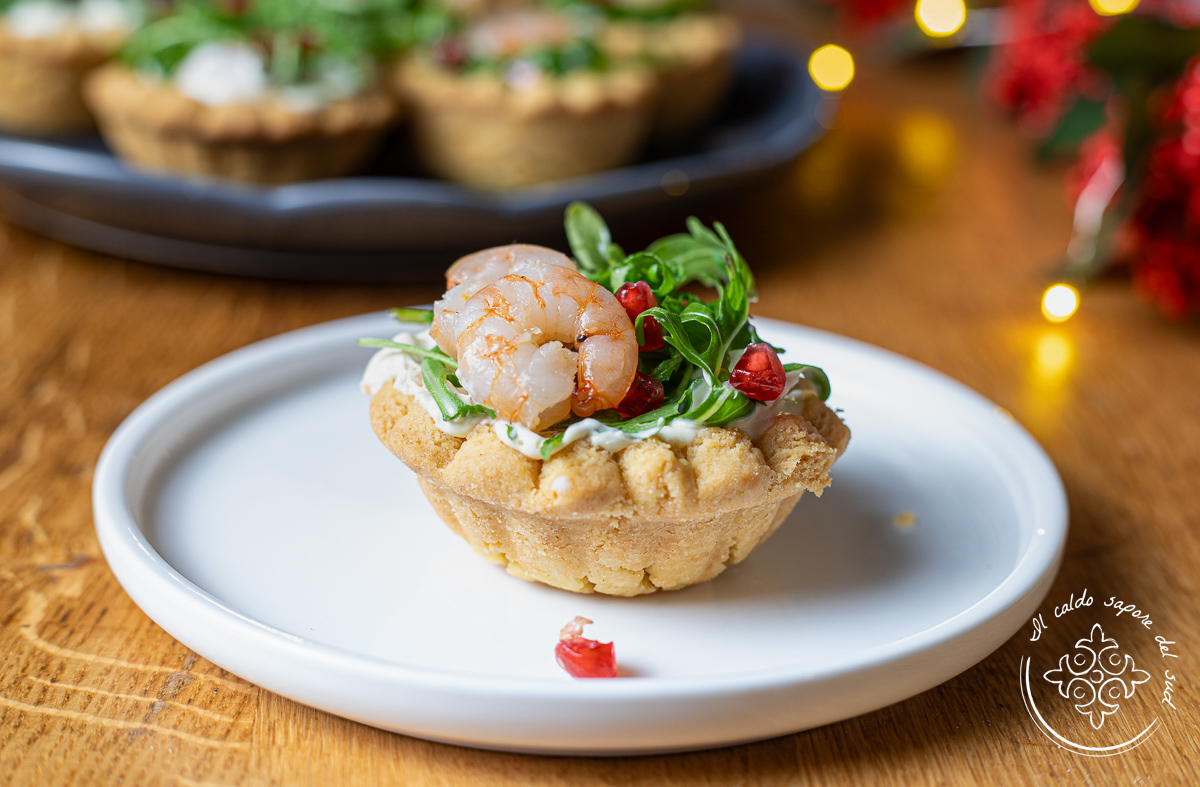 Petits paniers salés aux crevettes