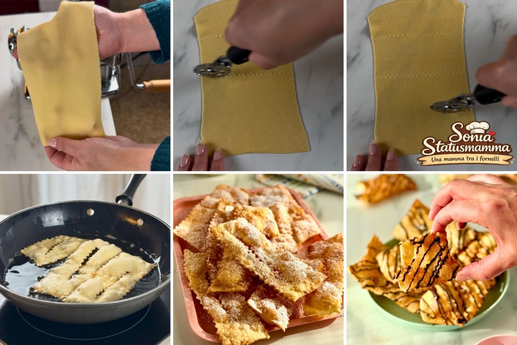 Plateau de chiacchiere croquantes sans balance remplies de sucre glace