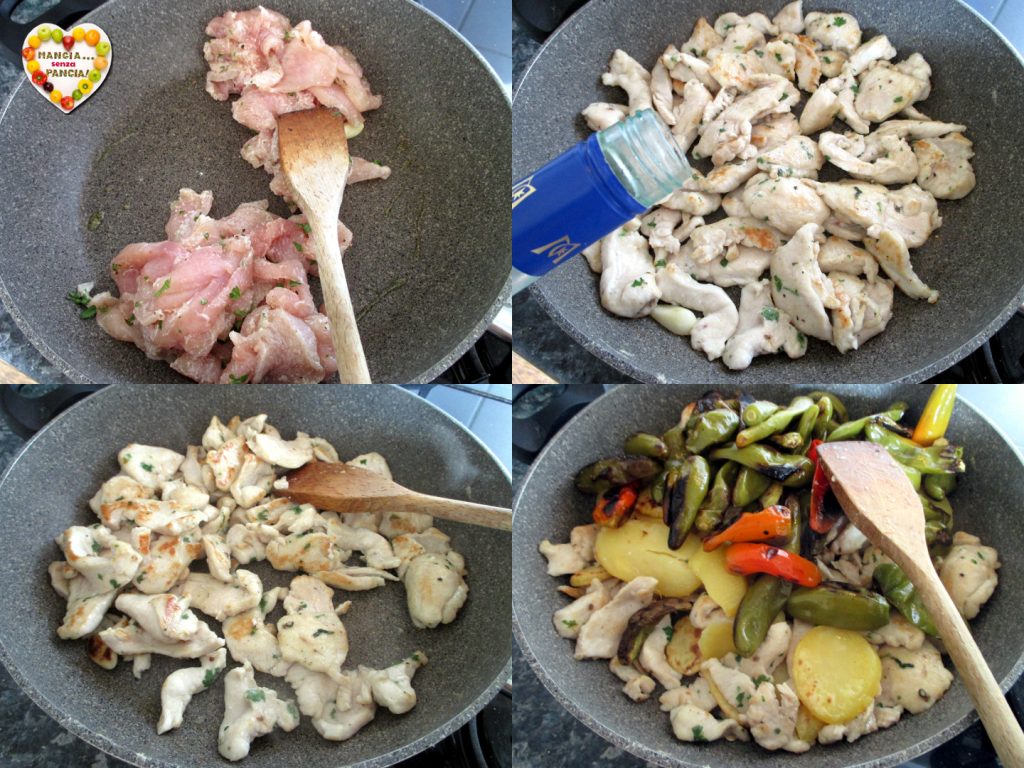 Poulet avec poivrons friggitelli et pommes de terre à la poêle, Mange sans Ventre