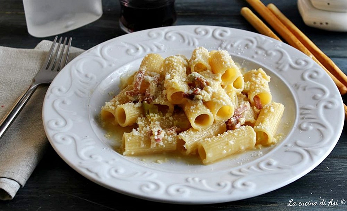 Rigatoni aux poireaux et speck