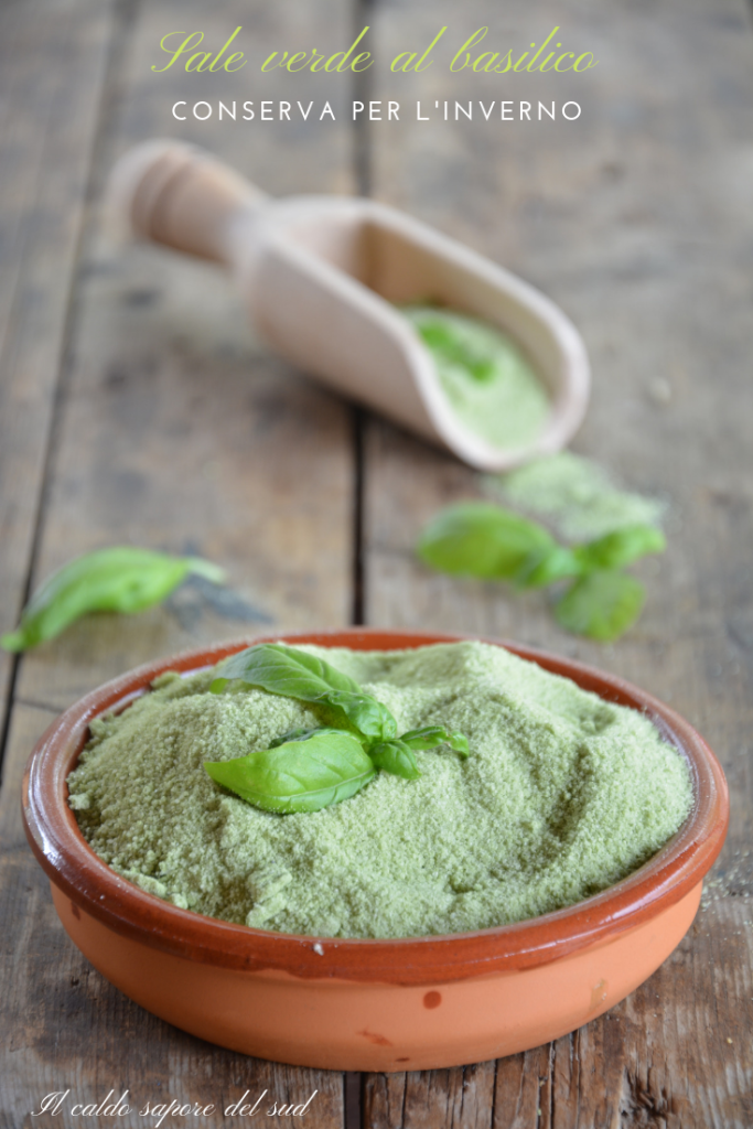Sel vert au basilic, conserve pour l'hiver