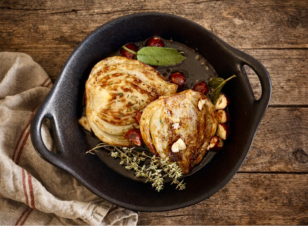 STEAKS DE FENOUIL CROUSTILLANTS AUX NOISETTES