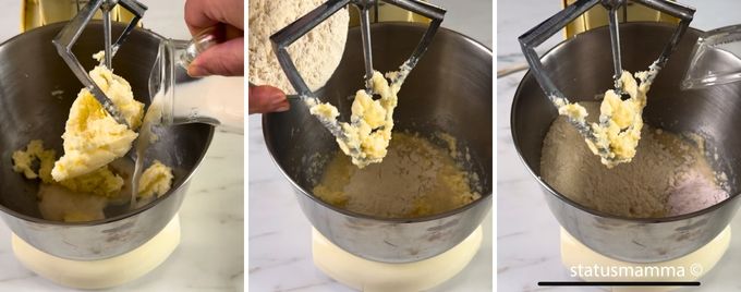 ajout de lait, farine levure