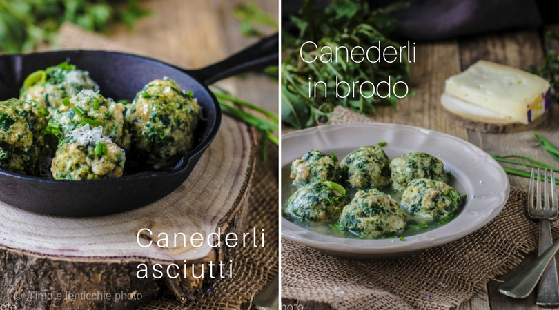 Canederli en bouillon ou secs au fromage et pissenlit