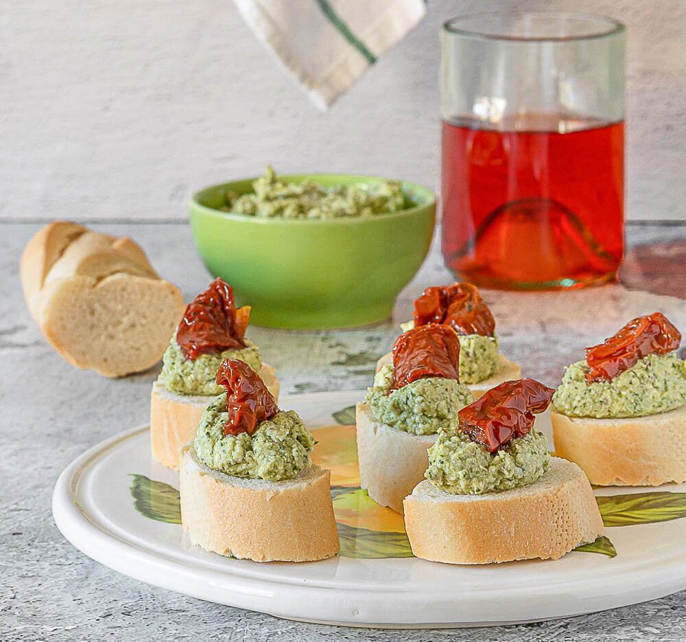 crostini à la ricotta et au pesto