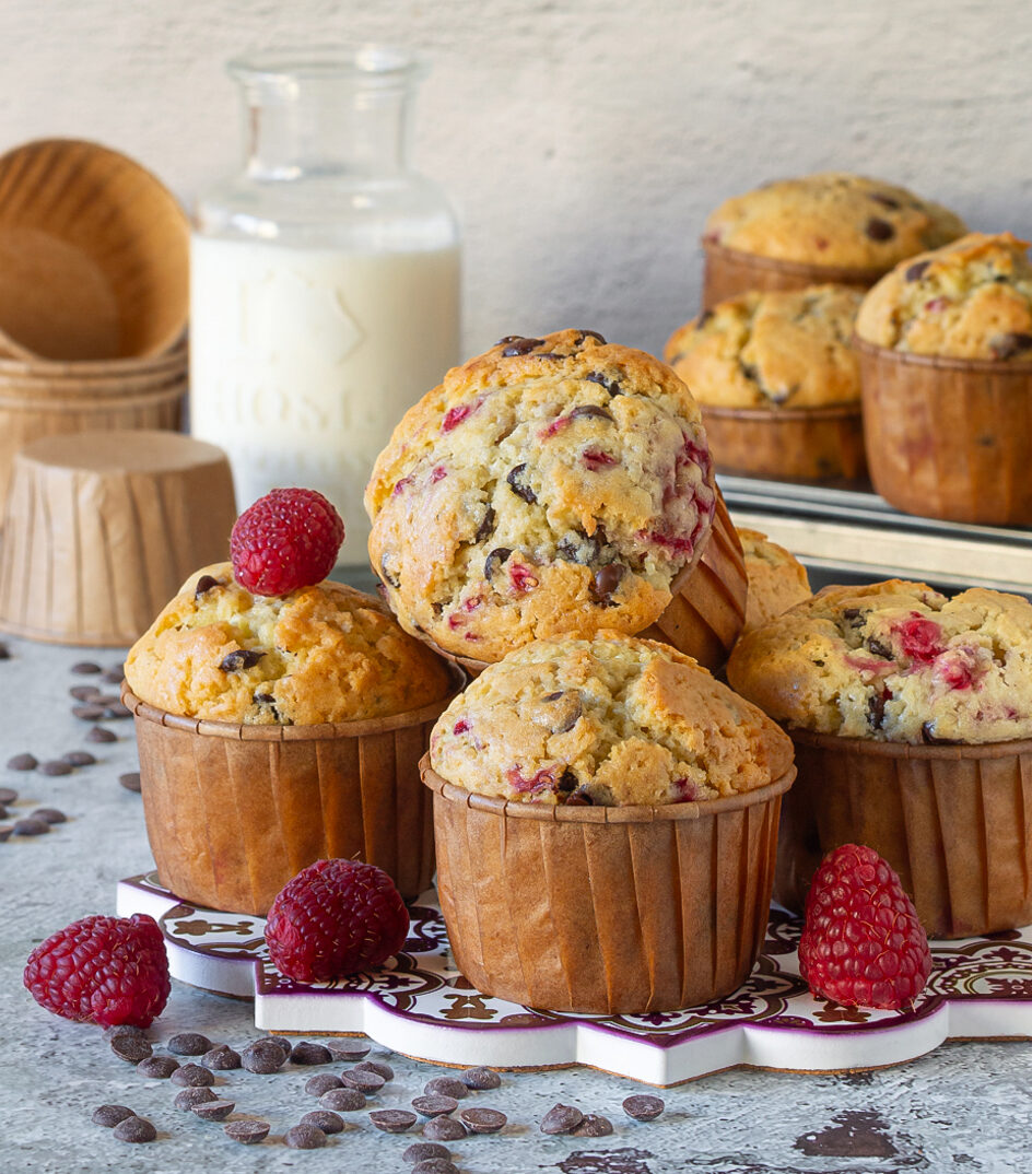 Muffins aux framboises et au chocolat