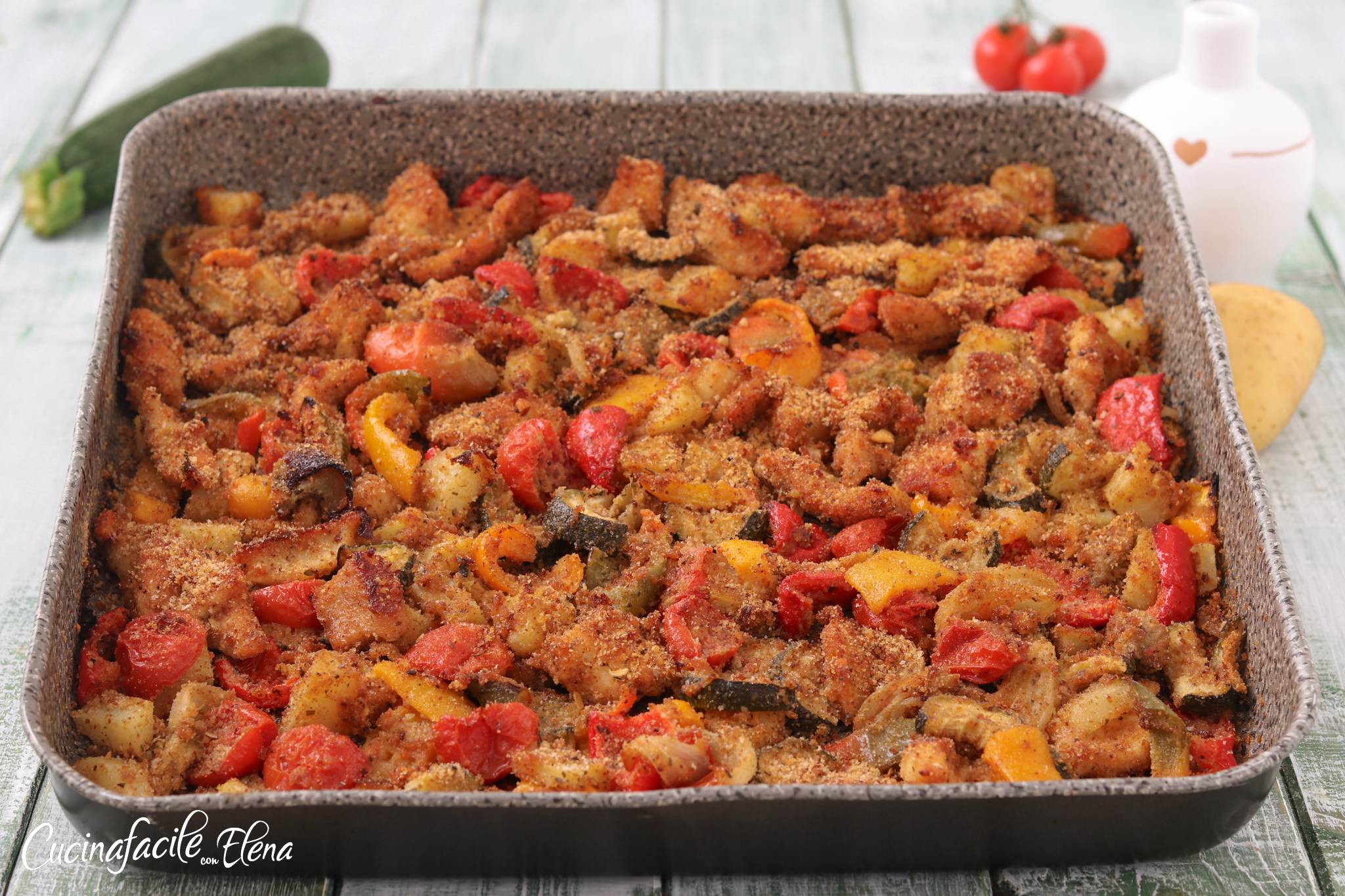 Poulet avec des légumes au four