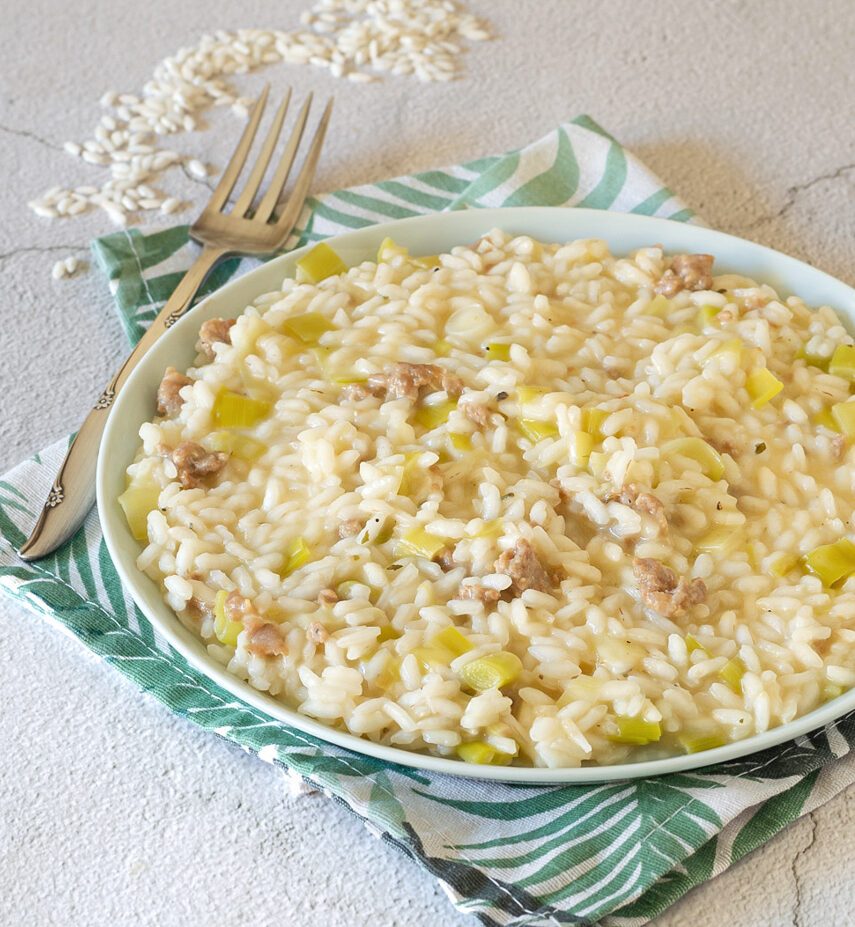 Risotto saucisse et poireaux