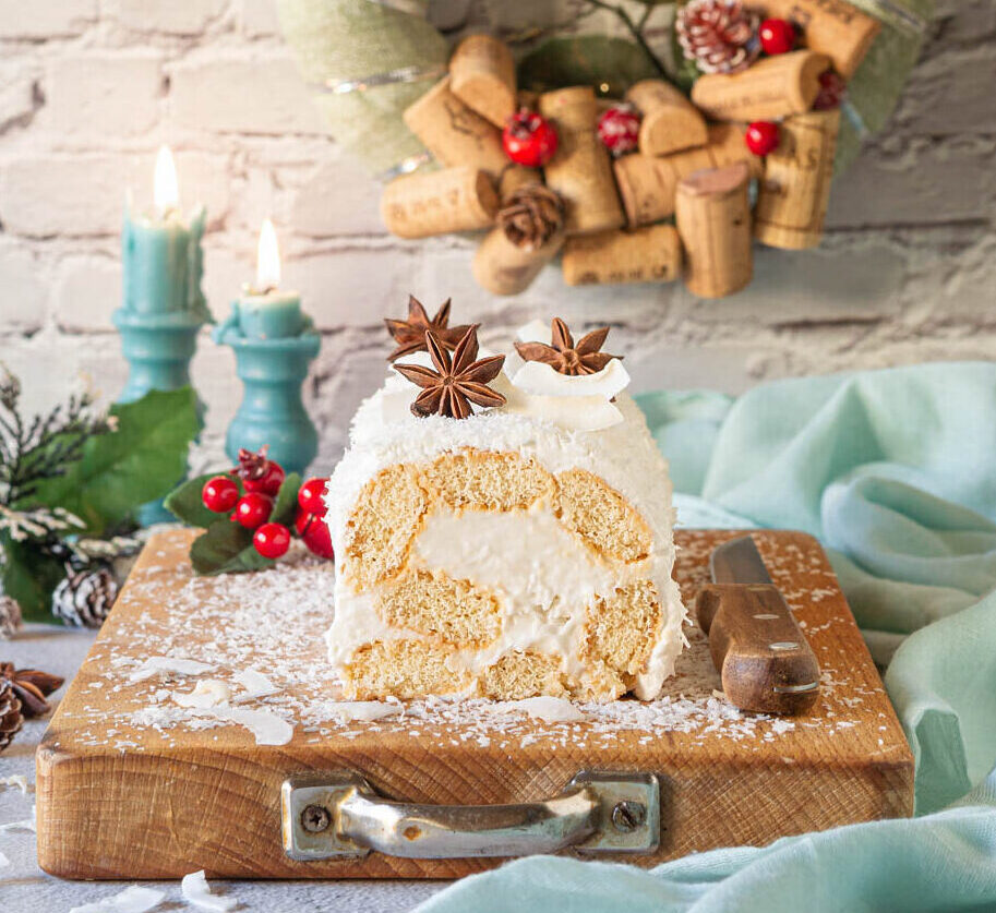 Bûche de biscuits à la cuillère au coco