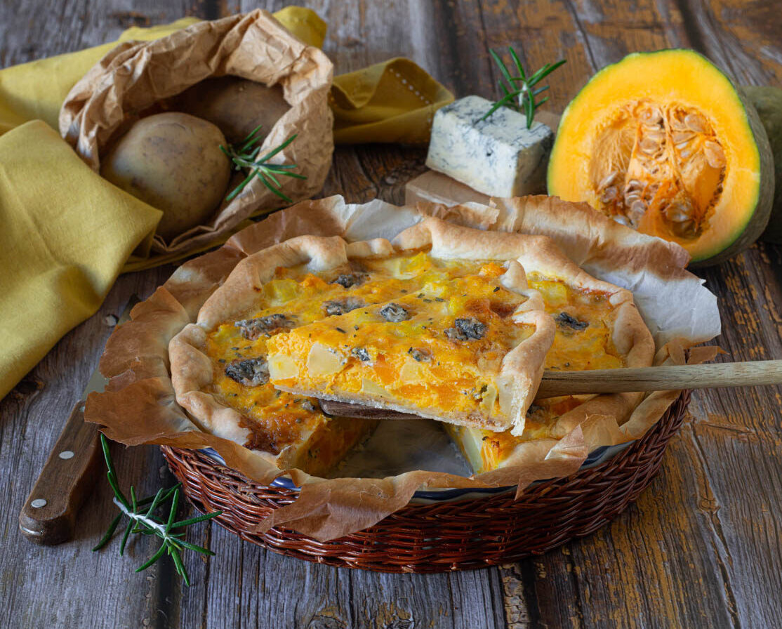 Tarte salée courge, pommes de terre et gorgonzola