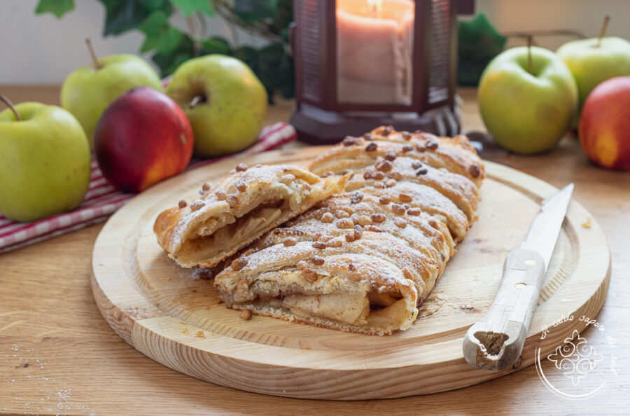 Tresse aux pommes en pâte feuilletée