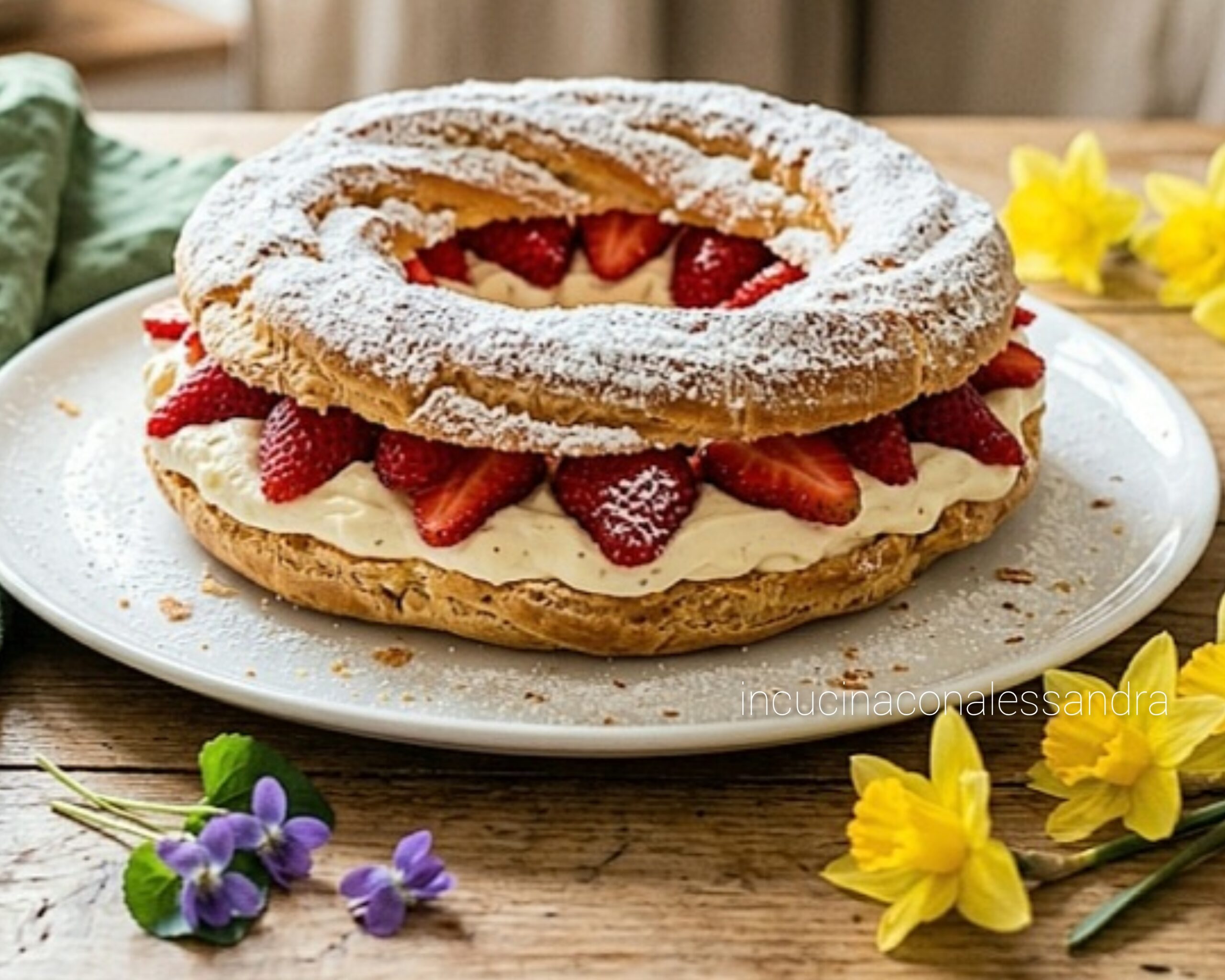 Zeppolone à la crème chantilly et fraises