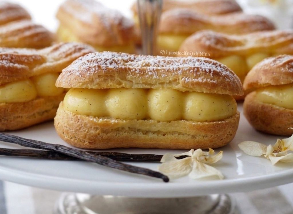choux ovales à la crème pâtissière recette i pasticcini di Nina