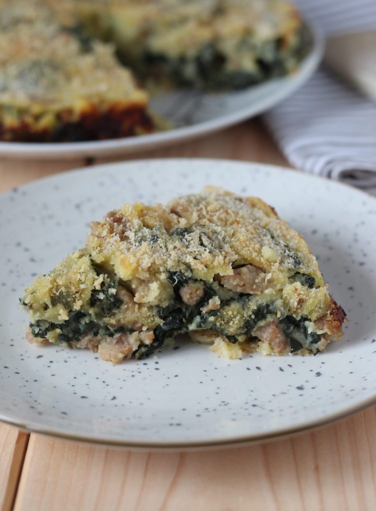 gratin de pommes de terre, saucisse et chou noir